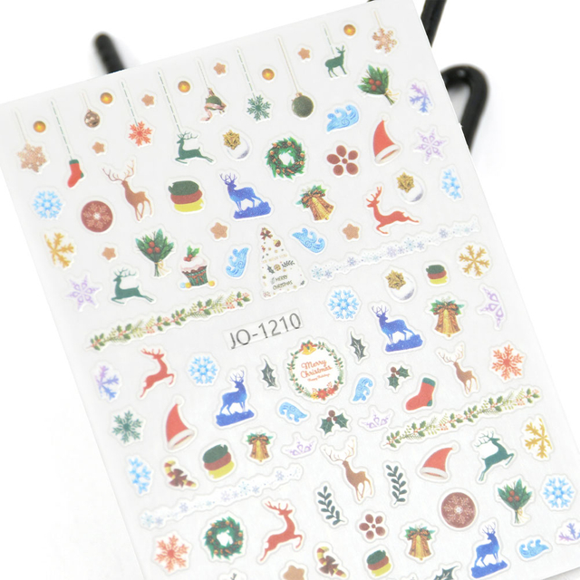 Farverige snefnug juledekoration neglekunst klistermærker