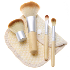 Naturlig træ mini makeup børste sæt med taske