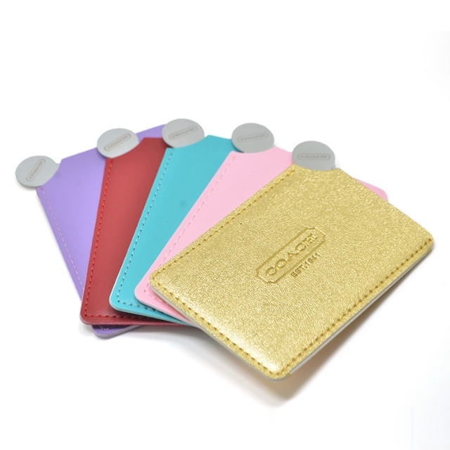 Rustfrit stål Mini Pocket Mirror med PU Cover