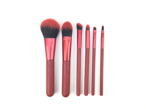 Rødt håndtag makeup børste sæt (6 stk)